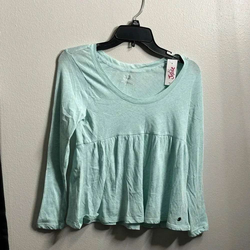 Justice Kids Girls Blue Long Sleeve Blouse Size 12.